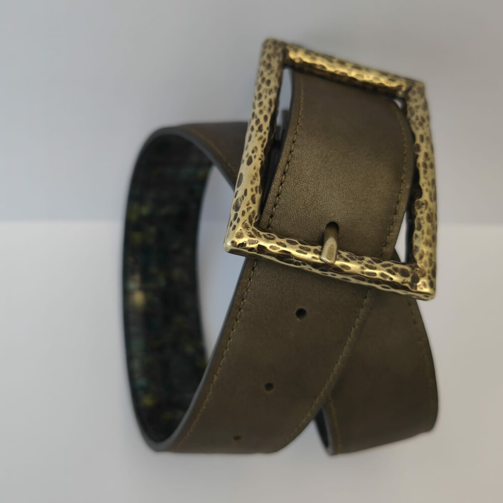 Ceinture reversible femme Croco vert / Kaki